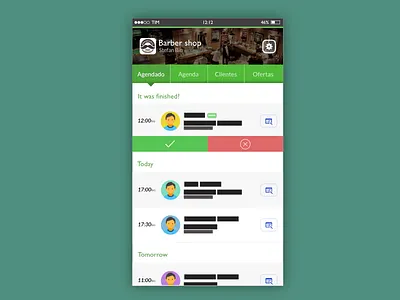 Layout for a barber shop app. app barbershop layout ui ux