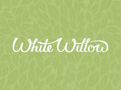 White Willow Logo: Script green hand lettering lettering ligature logo nature script tree white willow