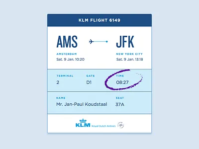 Dailyui024 Boarding Pass boardingpass dailyui dailyui024 gotham klm knockout