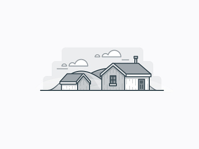 Cabin n the hills building clouds daily challenge house icon vector