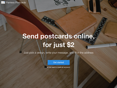 Postcard hero hero landing website