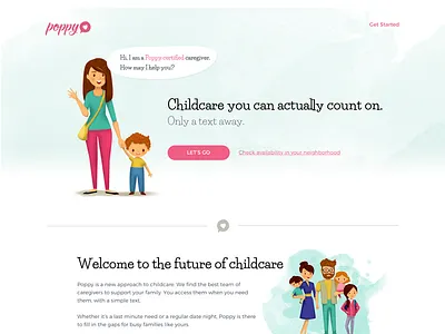 First Draft childcare landing page poppy webdesign