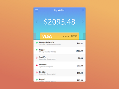 Wallet UI gradient money ui visa wallet