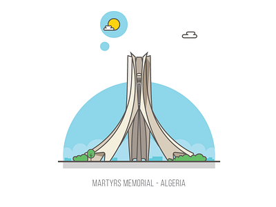 Martyrs Memorial Monument algeria flat illustration landmark makam echahid martyrs memorial minimal monument vector