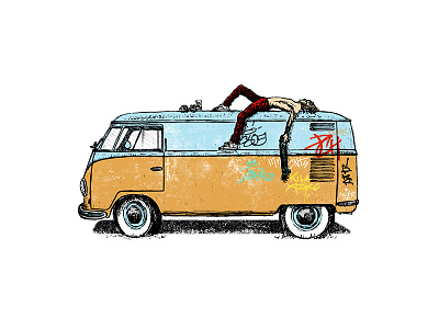 Lazy Sun Day 805 california hand drawn illustration lazy pen skate sun sunday surf van vw