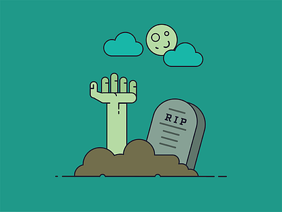 Zombie dead flat full grave monoline moon rising zombie