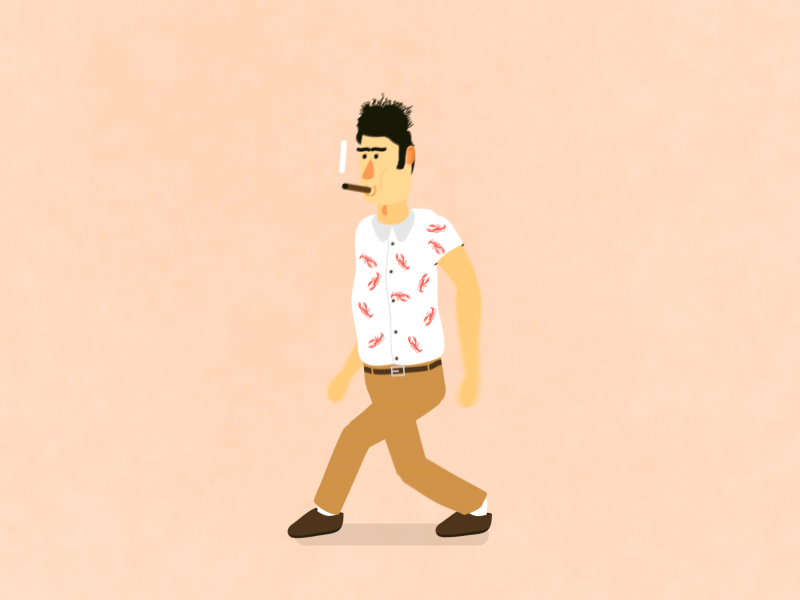 Kramer 2d aftereffects animation flat gif kramer loop seinfeld walk walkcycle