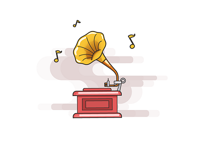 Phonograph flat gramophone icon illustration line music phonograph