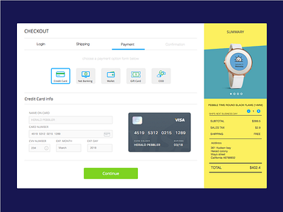 Checkout #dailyui cardentry checkout ecommerce paymentpage productinfo savedcard wallet