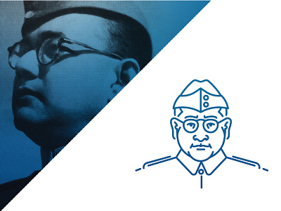 Netaji Subhash Chandra Bose art daily desiconography design flat icon india line minimal netaji project vector