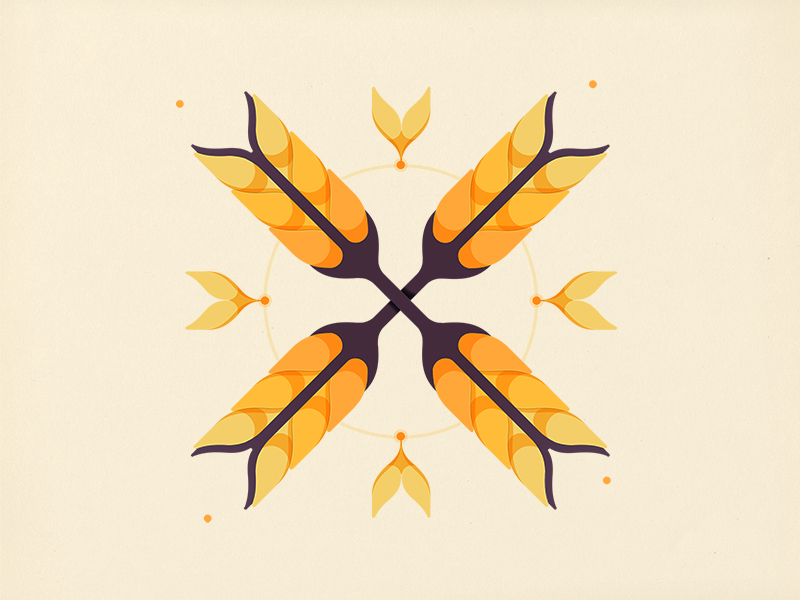 Wheatflake Snowflake badge pattern plant repetition snow snowflake symmetry wheat