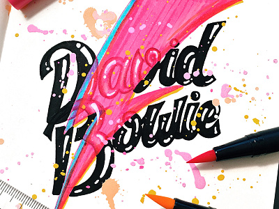 David Bowie bolt david bowie hand drawn hand lettering legend lightning music rip singer star type typography