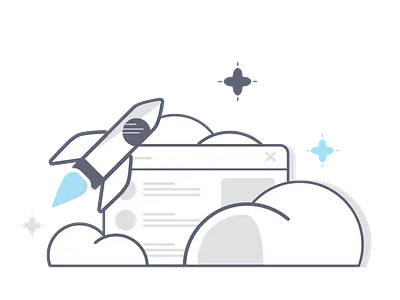 Rocket browser cloud illustration rocket stars