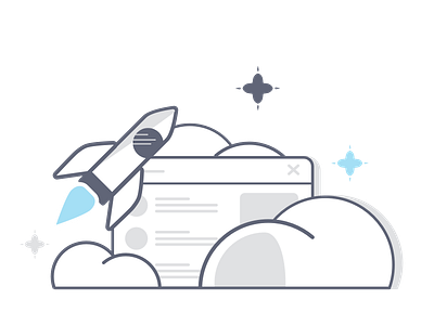 Rocket browser cloud illustration rocket stars