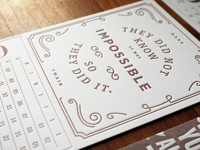 Letterpress Calendar 2016 calendar letterpress print quote