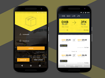 Cargo Booking cargo flight interface material design mobile mobile ui yellow