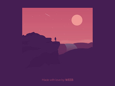 The Ledge #2 cliff design edge estonia gradient graphic design illustration moon mountains nature purple weeb