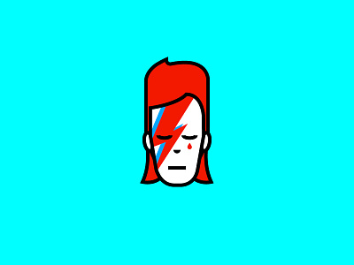 Davidbowie bowie character david bowie design flat icon illustration lightning portrait sad singer vector