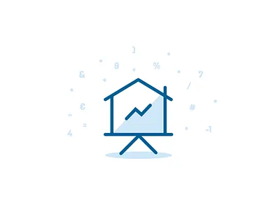 House + Stats = Icon? blue chart design flat house icon logo numbers statistics stats vector wip