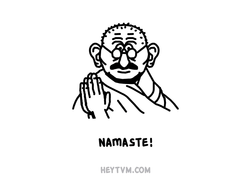 Namaste animation cool gandhi heytvm illustration namaste