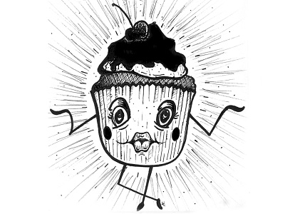 Yummy Cupcake Sketch baked brush pen character cherry chocolate cupcake detail food logo sketch yummy