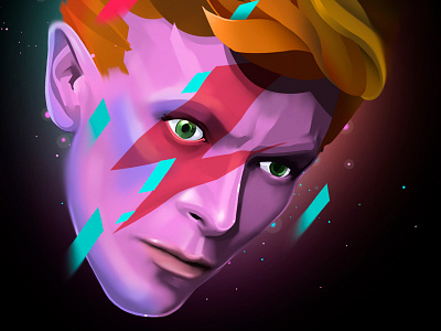 David Bowie R.I.P. art david bowie egor illustration lightning music space