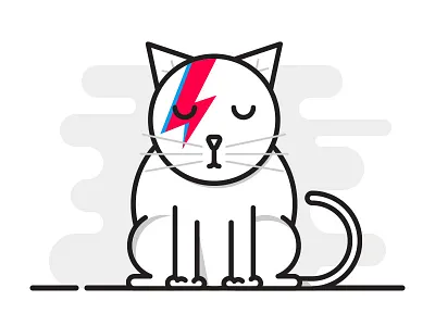 Bowie Cat is Sad... bowie cat david bowie icon illustration lightning sad