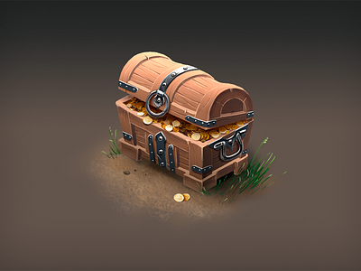 Isometric Treasure Chest art color design digital drawing game graphic icon illustration isometric ui