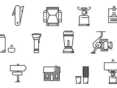 Camping icons bag baptiste camping fish fishing icons iconset lineart liquard pumpkin icons