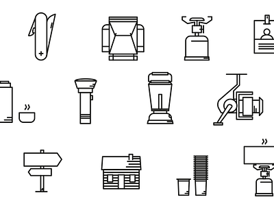 Camping icons bag baptiste camping fish fishing icons iconset lineart liquard pumpkin icons
