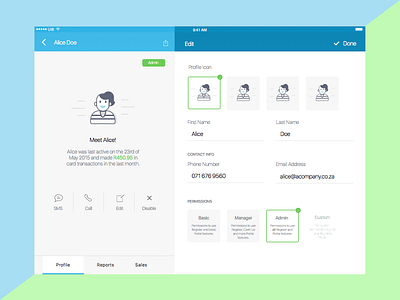 Team Member app illustration ipad screen ui ux