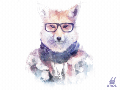 Watercolor Fox 2d animal animation character cute fox gif hipster sale stock vector watercolor