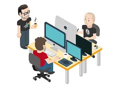 Isometric team flat illustrator isometric vector
