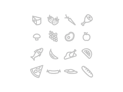 Food Food Food fish food fruit icons meat mono vector veg yum