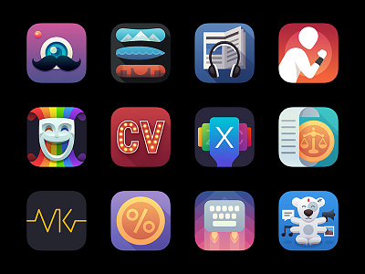 iOS App icons 2015 app camera coin comedy flat icon ios keyboard logo sport