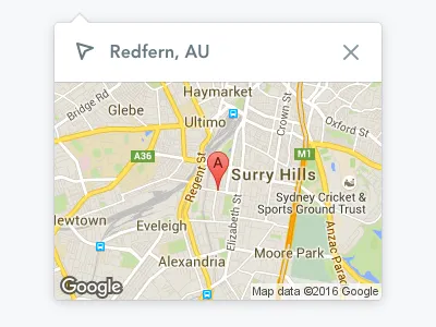 Location Popover dropdown google location map maps popover