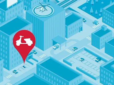 TIM Tag / Map / Scooter city design flat isometric lowpoly map pack packaging scooter tag tim tracking