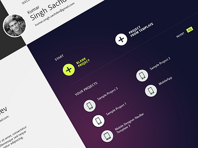 Project Setup dashboard landing lime list page list view mobile overview project purple setup ui