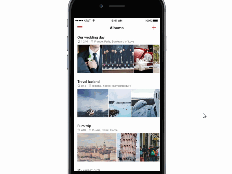 Album iOS app grid ios marvelapp nav photo proto prototyping share ui ux