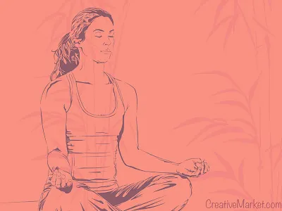 Yoga Set bamboo detailed illustration lady meditation poses warmup wellness woman workout yoga yogi