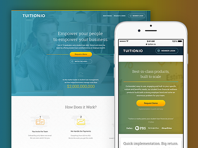 Tuition.Io Homepage hr landing page rwd sales page student loan management tuition