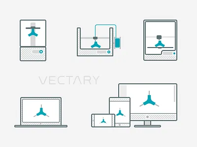 3D printing tools 3d 3dmodeling 3dprint formlabs icon iphone notebook outlined printer responsive vectary zortrax