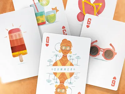 Summer - Season pass Playing Cards illustration playing cards print design