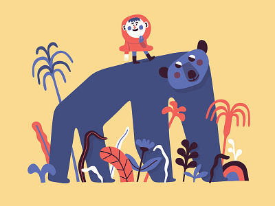 Osopolar bear blue caperucita colours diegomarmolejo flowers illustration marmolejo polar redhood yellow