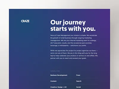 Craze bold brand gradient landing page visual design web website