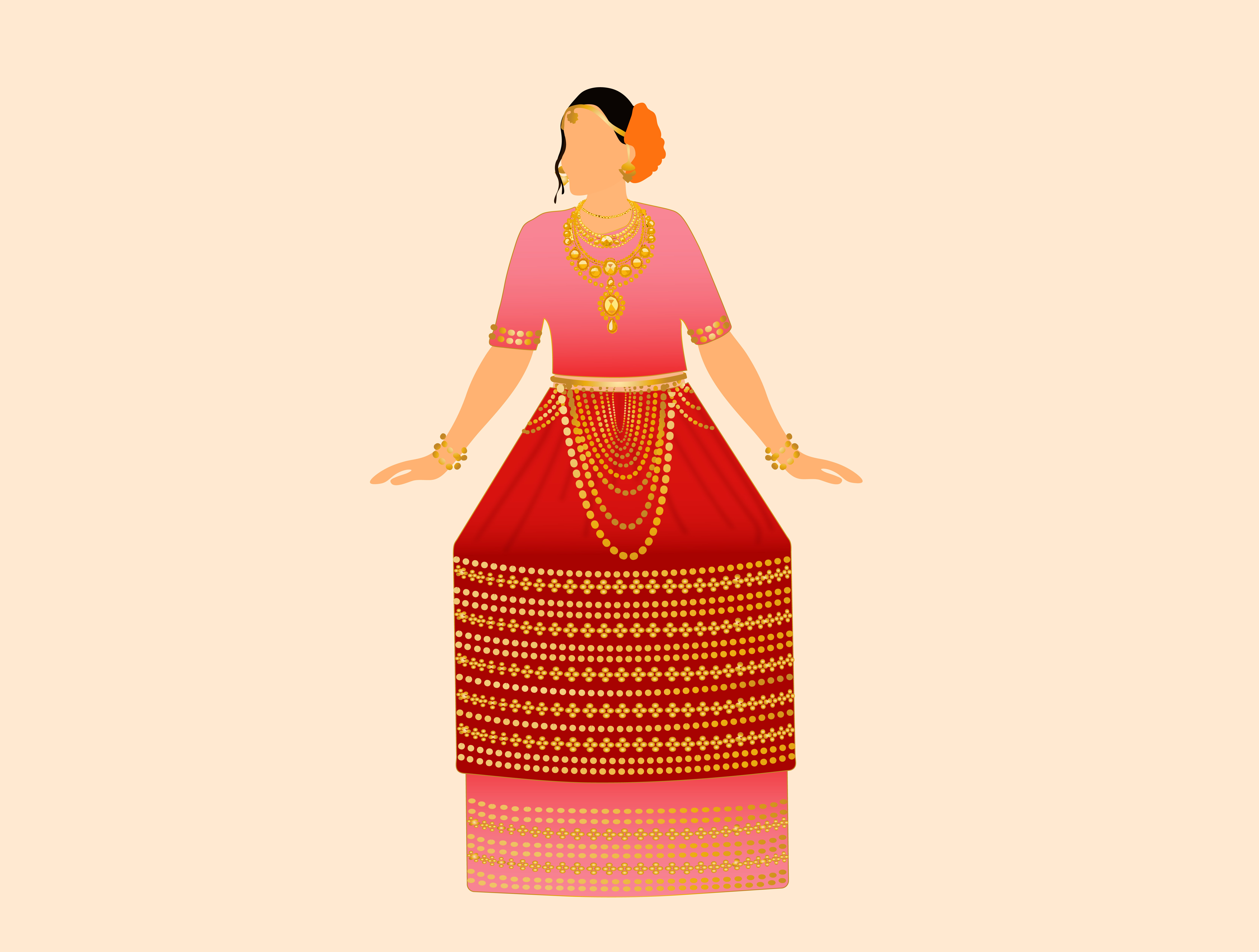 Indian Bride Illustration (Manipuri) bride gradient graphic design illustration indian invitation manipur wedding