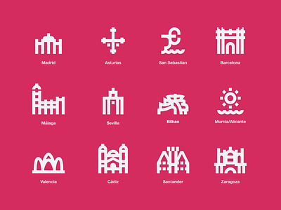 Icons for Renfe cities flat icon icons minimal spain train web