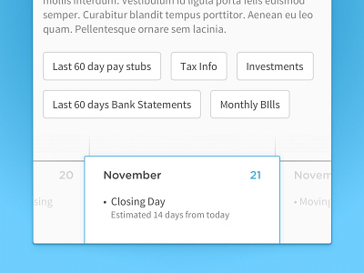 Calendar widget blue calendar closing gotham gradient mortgage round sans source