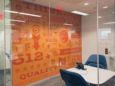Howdy from our new office! 512 austin ibm mural think wall art wall mural