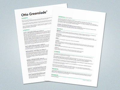 Otto Greenslade Branding - Resumé branding graphic design graphics identity lettering logo logotype mark otto greenslade typography wordmark